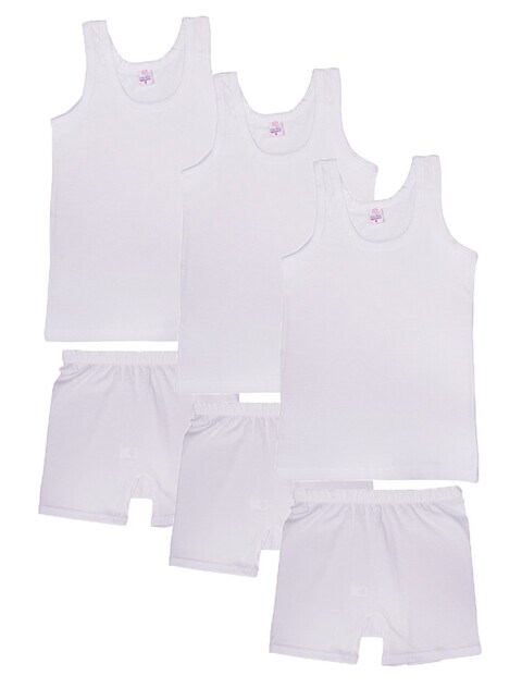 3- Pieces Cotton Vest Undershirt and Short Underwear Boy Set White ( 9-10 Years )