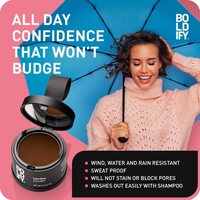 Boldify Hairline Powder, Instantly Conceals Hair Loss And Fills In Receding Hairlines, And Wide Parts, Stain-Proof 48 Hour Formula For Hair &amp; Beard, Root Concealer &amp; Gray Hair Coverage (Dark Brown)