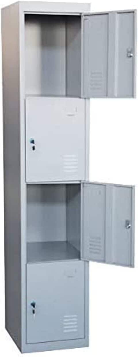 Galaxy Design Four Door Metal Locker Cabinet With Plastic Handle Grey Color Size (L x W x H) 45 x 45 x 183 Cm Model - GDF-4T. No Installation included &amp; No Warranty
