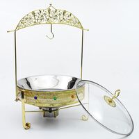 Atraux Chafing Food Warmer With Stand For Buffets &amp; Parties - Gold (8L)
