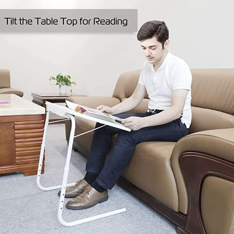 PORTABLE ADJUSTABLE FOLDING TABLE MATE AS ON TV Table Mate White