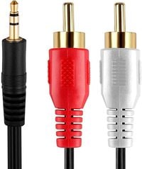 DKURVE&reg; 3.5mm to 2 RCA Male Plug to RCA Stereo Audio Video Male AUX Cable Cord, 3.5 mm to RCA AV Camcorder Video Cable 1.5 Meter