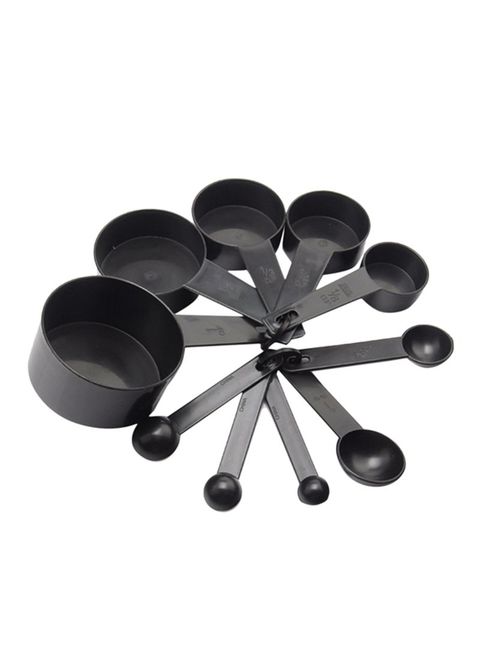 Urban Utility Easy to Read Plastic 10 Piece Black Measuring cup and Spoon Set