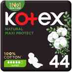 Buy Kotex Natural Maxi Protect Thick Pads 100% Cotton Pad Super Size With Wings 44 Sanitary Pads in UAE