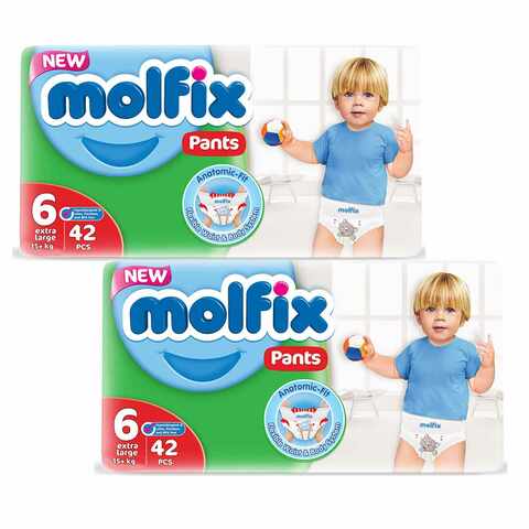 Molfix Extra Large Baby Diaper Pants Size 6 15-22kg 42 Diapers Pack of ...