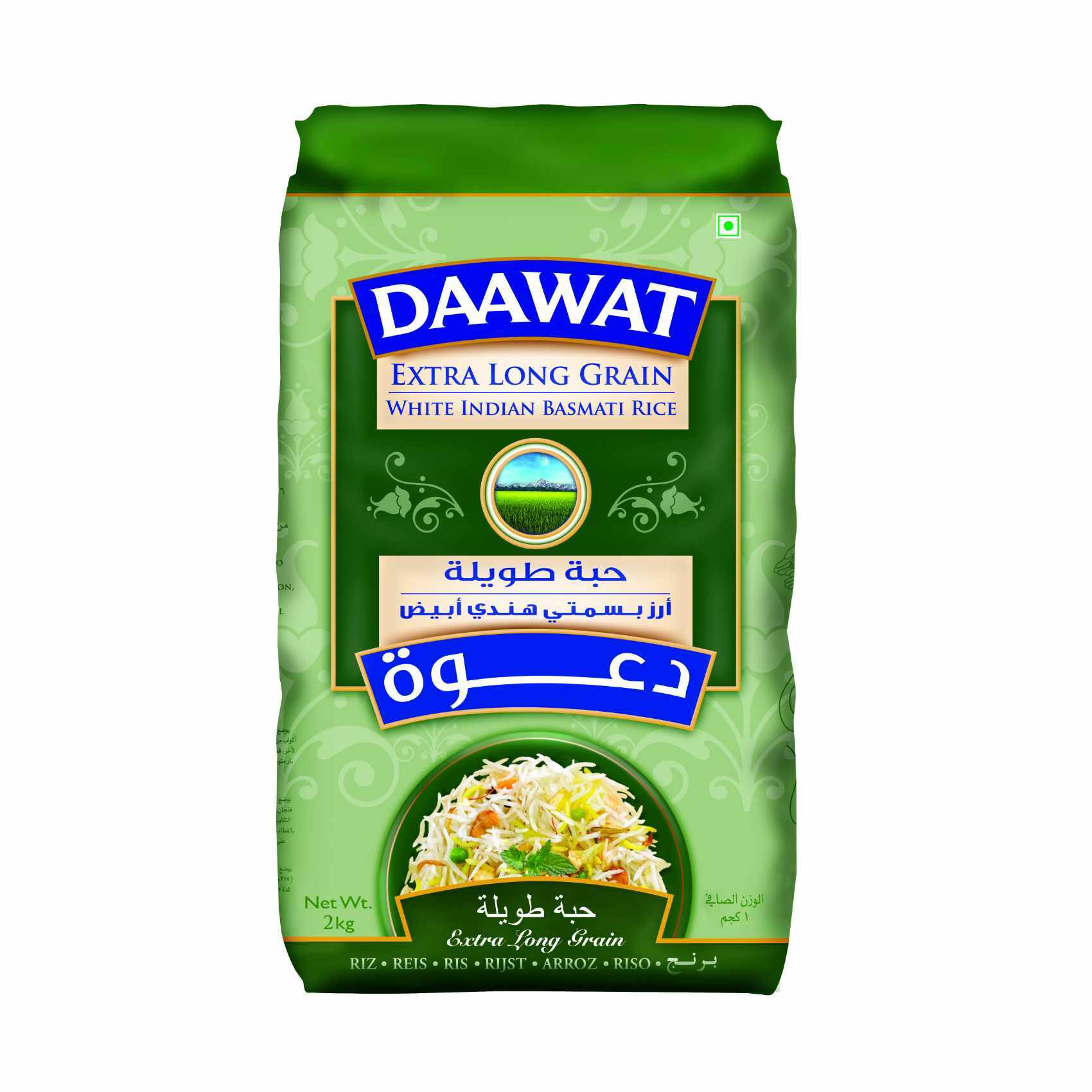 Buy Daawat Extra long Grain White Indian Basmati Rice 2kg Online Shop
