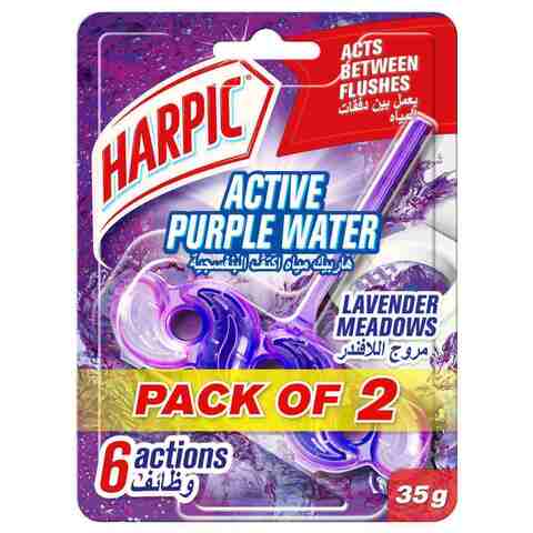 Buy Harpic Active Blue Water Toilet Cleaner Rim Block, Lavender Meadows, 2x35g in Kuwait