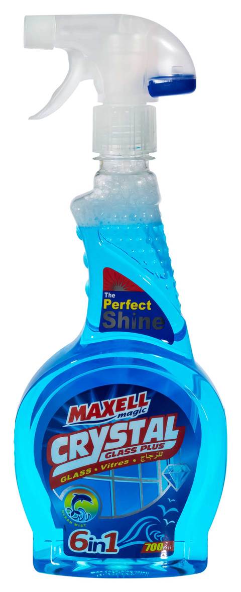Maxell Magic Crystal Liquid Glass and Window Cleaner with Ocean Mist Scent - 700 ml