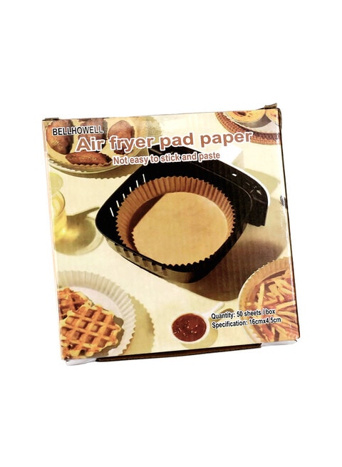 50-Pack Brown Air Fryer Liners: Non-Stick Parchment Paper Sheets