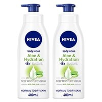 NIVEA Body Lotion Hydration Aloe Vera Normal to Dry Skin 400ml Pack of 2