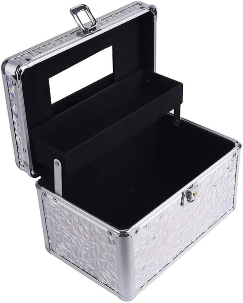 Generic Sedong Makeup Box Travel Cosmetic Organizer Cool Design Storage For Cosmetics, (Diamond Silver)