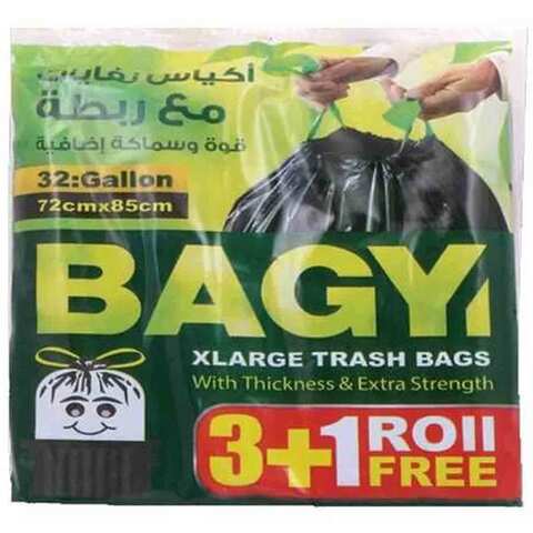 Bagy Trash Bags With Tie 32 Gallon 4 Roll