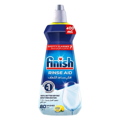 Finish Rinse Aid for Shinier and Drier Dishes, Lemon Sparkle - 400 ml