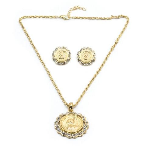Tanos - Fashion Gold Plated Chain Set (Necklace &amp; Earring) Camay Design w/ stone