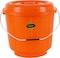 Royalford 5L Plastic Bucket With Lid- Rf11719 Multi-Purpose Utility Bucket With A Lid And Steel Handle Break-Resistant, Light-Weight, Perfect For Bathroom, Kitchen Orange