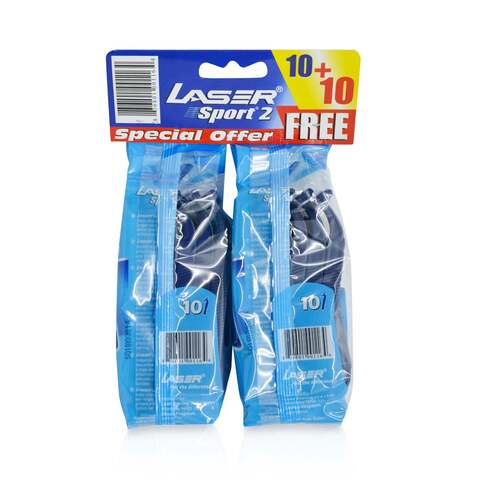 Laser Sport 2 Long Handle Disposable Razors Blue 20 count
