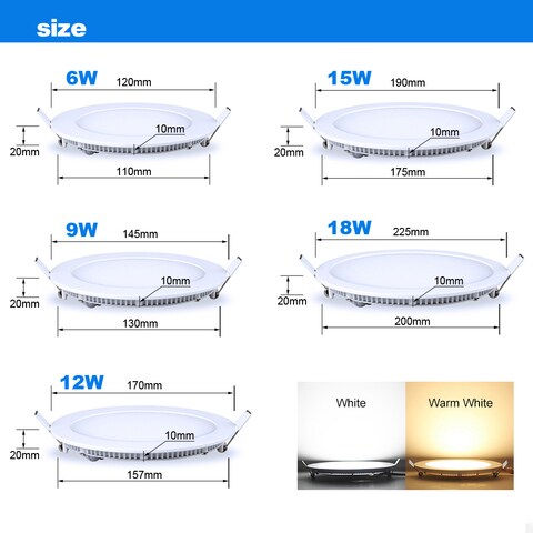 Generic-Ultra Thin 18W Recessed Ceiling Panel Lamp Down Light Circular Round Shape AC85-265V 90 LED for Bedroom Living Room Dining Hall Cafe Shop Home Decoration