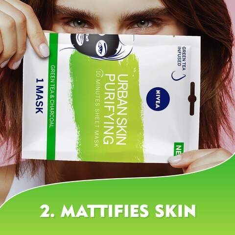 Nivea Urban Skin Purifying Face Sheet Mask With Green Tea And Charcoal