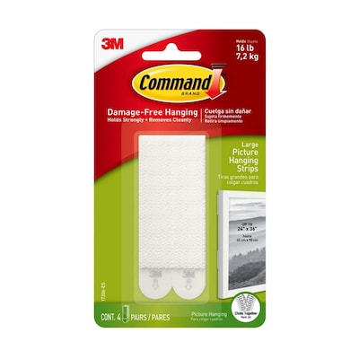 Buy 3M Command 17040ES Sawtooth Picture Hanger With Water Resistant Strips,  Holds 1.8kg Each Hook 1 hook and 2 Strips/Pack White Online