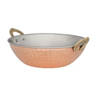 Royalford Cooper Steel Serving Kadai, RF10394, Copper Stainless Steel Hammered Kadai, Indian Serving Bowl, Indian Dishes Serveware For Vegetable And Curries