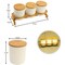 LINGWEI Ceramic Seasoning Jar Set of 3 Condiment Ceramic Spice Serving Jars Container Box Tank Pot Porcelain Sugar Bowl Sets Food Storage Containers with Bamboo Lid Style-4