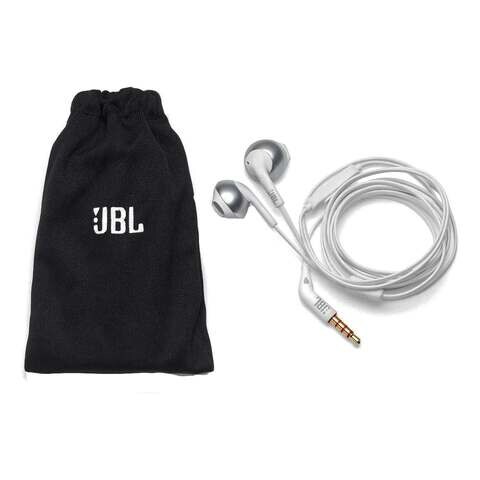JBL Tune 205 In-Ear Wired Headphone with Soft Carrying Pouch Silver