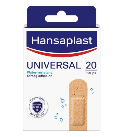 Hansaplast Universal Plasters Water-Resistant And Strong Adhesion Strips 20 PCS