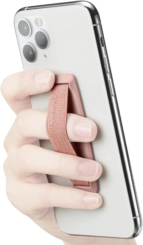 Spigen Flex Strap Cell Phone Grip/Universal Grip/Smartphone Holder Soft Elastic Strap Holder Designed for All Smartphones and Tablets - Rose Gold