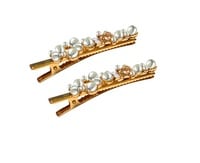 Aiwanto Hair Pin Hair Clips With Pearls And Stones Hair Accessories For Girls Kids (2Pcs)