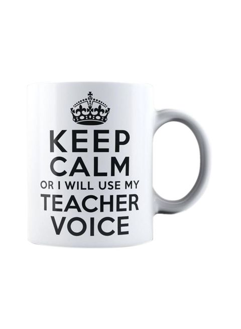 Giftex Keep Calm Or I Will Use My Teacher Voice Printed Mug White/Black 11.5X10.5X10.5cm