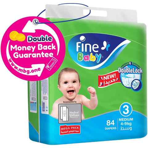 Fine Baby Diapers Size 3 (4 - 9 Kg) Medium, 84 Diapers