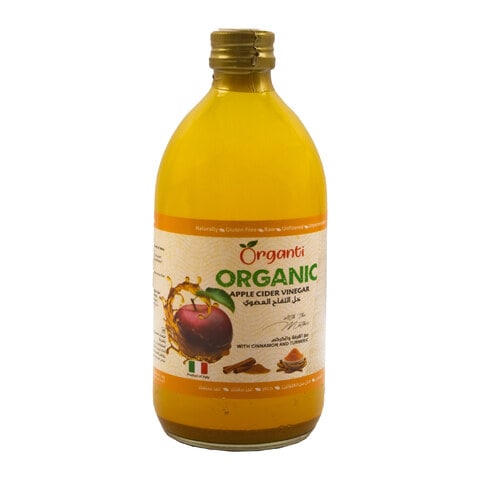 Buy Organti Apple Cider Vinegar With Turmeric And Cinnamon 500ml (Organic) in Saudi Arabia