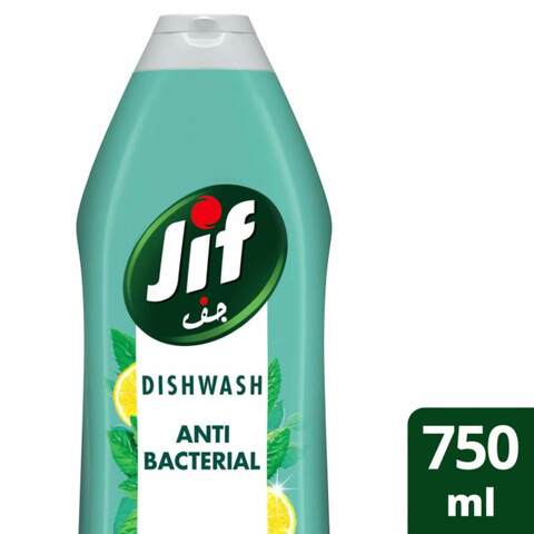 Jif Antibacterial Liquid Dishwash For 100% Grease Removal And Perfect Shine Mint &amp; Lemon Remove