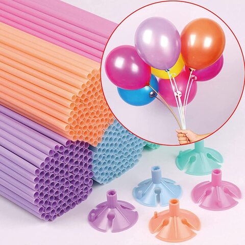 Balloon Sticks with Cups, 50 Pieces Balloon Stick Holders for Holidays, Anniversary Wedding Birthday Party Decoration (mixed color light)