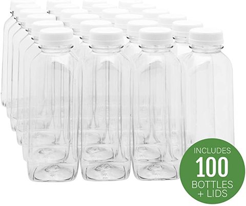 MT Products 64 oz Pet Plastic Juice Bottles with Tamper Caps - Set of 4, Clear