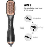 2 In 1 Professional Hair Dryer Brush Negative Ion Blow Dryer Straightening Brush Hot Air Styling Comb Electric Hair Straightener Styler
