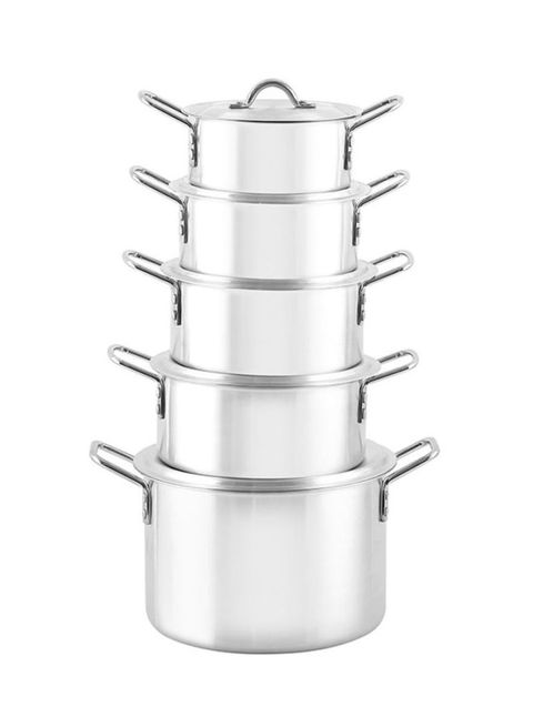 Royalford 10-Piece Aluminium Casserole Pot With Lid Set Silver