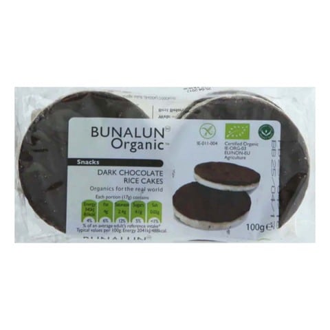 Bunalun Organic Dark Chocolate Rice Cakes 100g