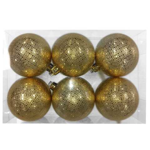 Carrefour Christmas Golden Sun Balls 6 pieces