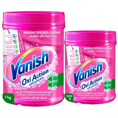 Buy Vanish Oxi Action Multi Power Fabric stain Remover Powder, 1Kg+500g Free in Kuwait