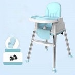 Buy Baby Feeding High Chair Seat, Toddler Booster Furniture Detachable Double Tray Non-Slip Feet 3 Modes with Free Height Adjustment And Leather Seat Surface for Easy Cleaning-Blue,900 in UAE