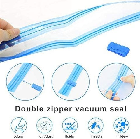 Beauenty Set Of 7 Pieces Vacuum Seal Storage Bags With Suction Pump - Clear  Blue 70X100 Cm