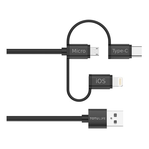 Totulife Fine Series Powerbank 10000mAh With 3-In-1 Cable Black