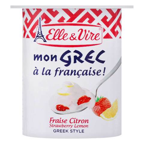 Elle &amp; Vire Greek Style Strawberry And Lemon Yoghurt 125g