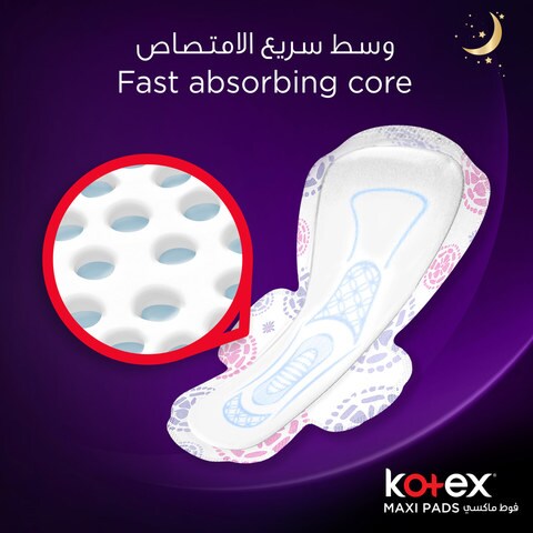 Kotex Nighttime Maxi Sanitary Pads With Wings White 16 Pads
