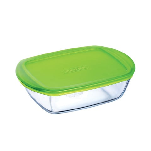 Pyrex Rectangle Dish With Lid - 28 Cm - Green