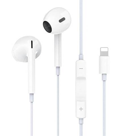 HiFi Stereo Volume Control Microphone For Apple iPhone 14 Pro Max 13 12 Mini 11 10 X XR SE3 7 8 Plus White