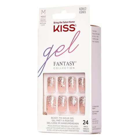 Kiss Gel Fantasy Collection False Nails KGN01 Pink 24 PCS