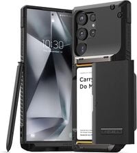 VRS Design Damda Glide Pro for Samsung Galaxy S24 ULTRA case cover wallet [Semi Automatic] slider Credit card holder Slot [4 cards] - Black Groove