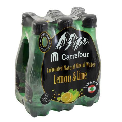 Carrefour Sparkling Water Lemon 330 Ml 6 Pieces